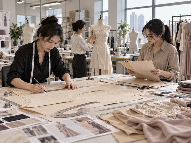 Pattern drafting in the womenswear development studio