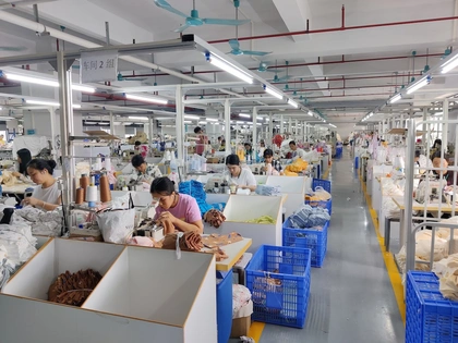 Sewing machines on the line at the Guangzhou workshop