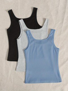 Assorted flat lay of the assorted colors ribbed sleeveless cropped tank top collection, showing the garment shape and available styling.