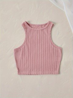 Flat lay of the assorted colors ribbed sleeveless cropped tank top collection, showing the garment shape and available styling.