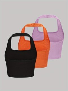Product front view of the assorted colors ribbed sleeveless cropped tank top collection, showing the silhouette and fit.