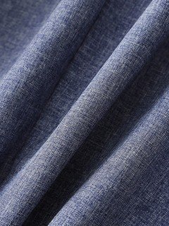 Fabric detail of the gray striped-cuff three-quarter-sleeve tailored blazer, showing rolled striped cuffs, notched lapels and tailored fit.