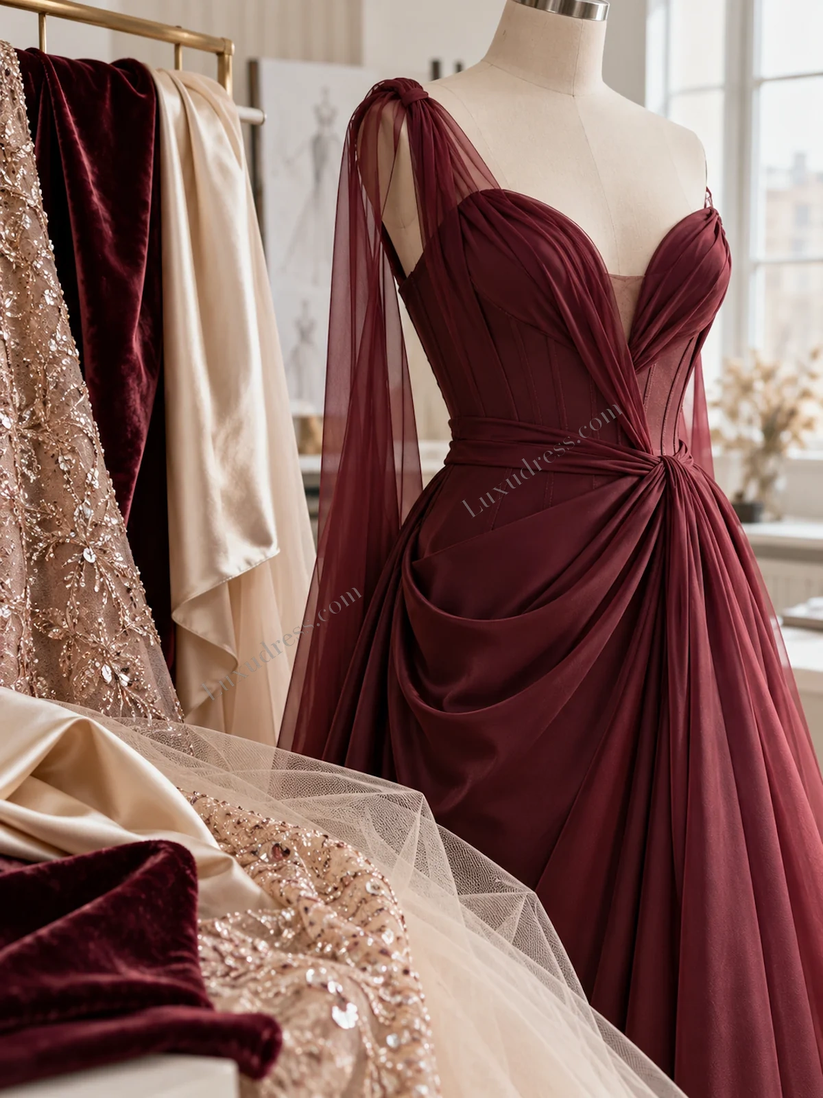 Best Fabrics for Evening Dresses: close construction detail
