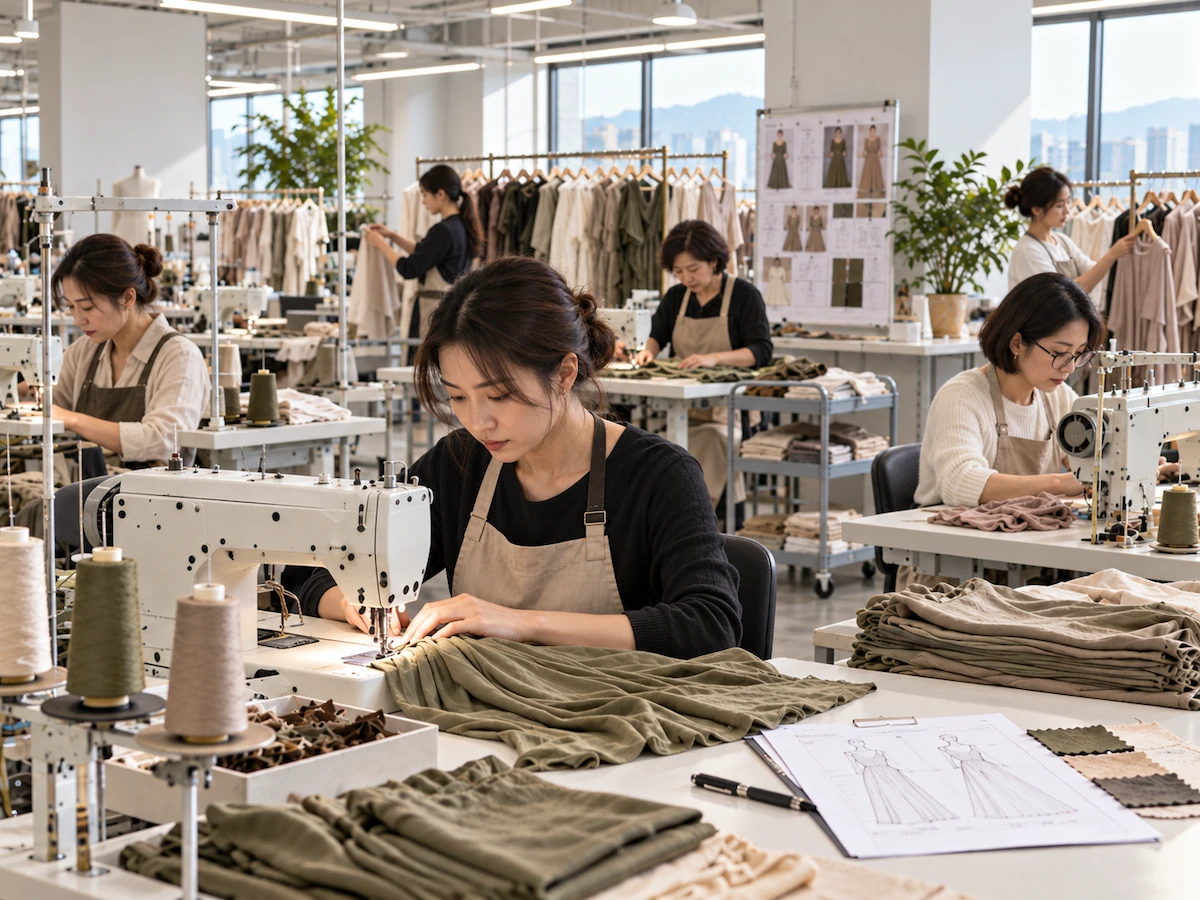 Production floor showing the stages between design and finished garment