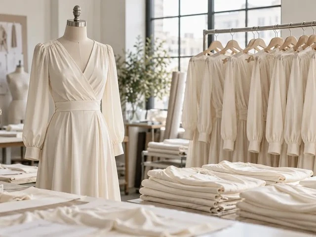 Approved clothing sample compared with bulk production dress