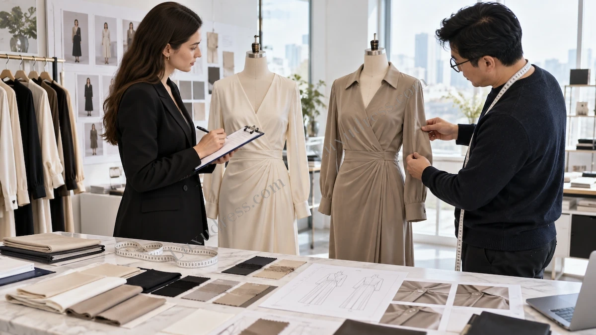 Quality evaluation process in a womenswear studio when assessing clothing manufacturers