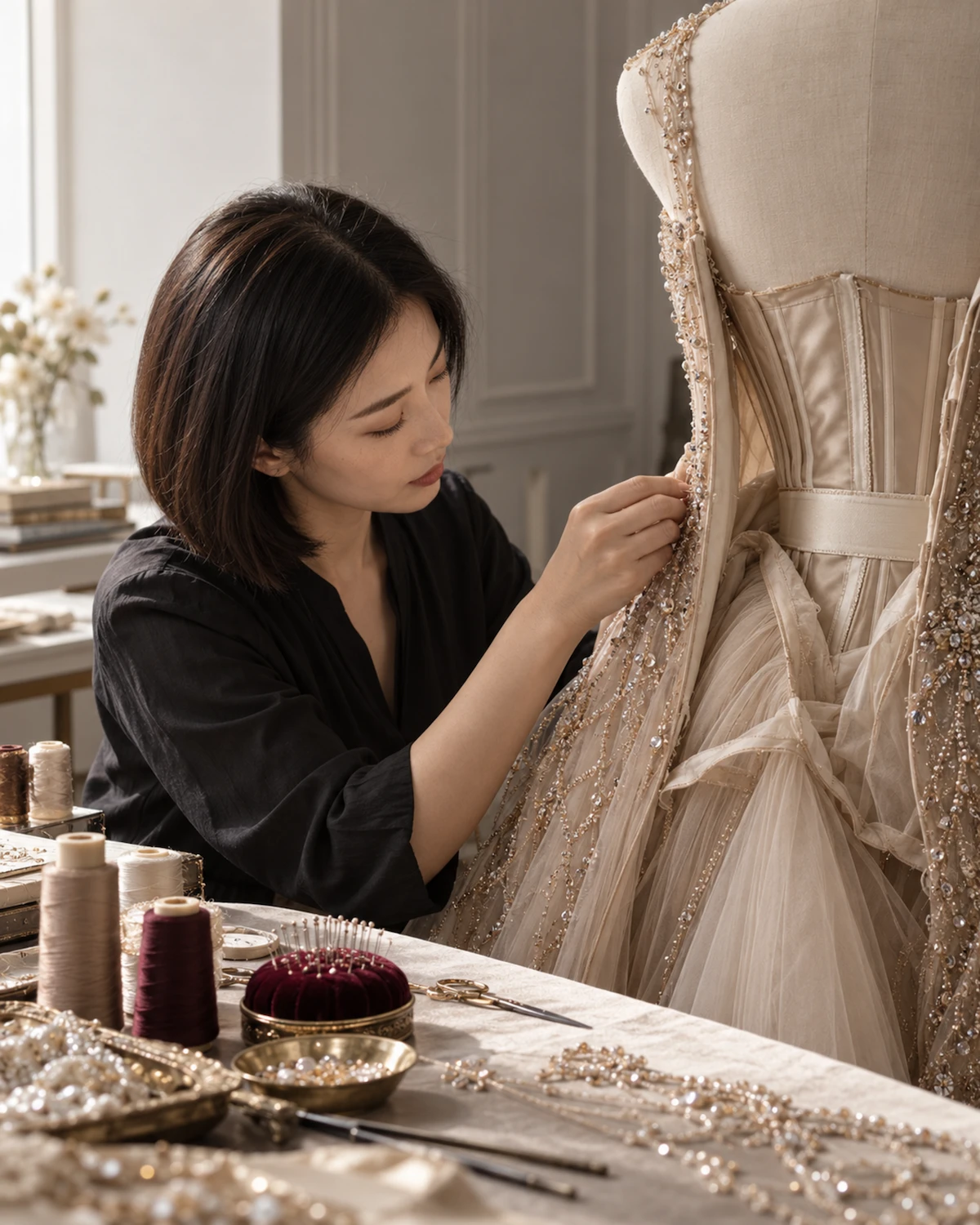 Shareable summary card for the how an evening dress is made guide Shareable summary card for the how an evening dress is made guide