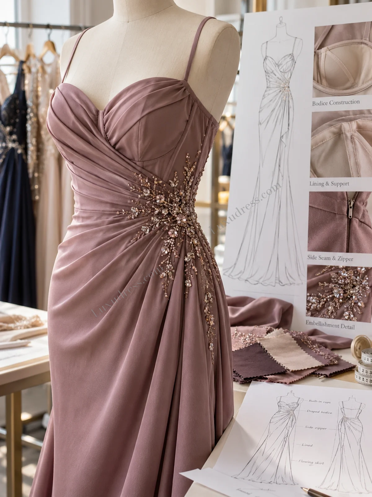 How to Source Evening Dresses from China: close construction detail How to Source Evening Dresses from China: close construction detail