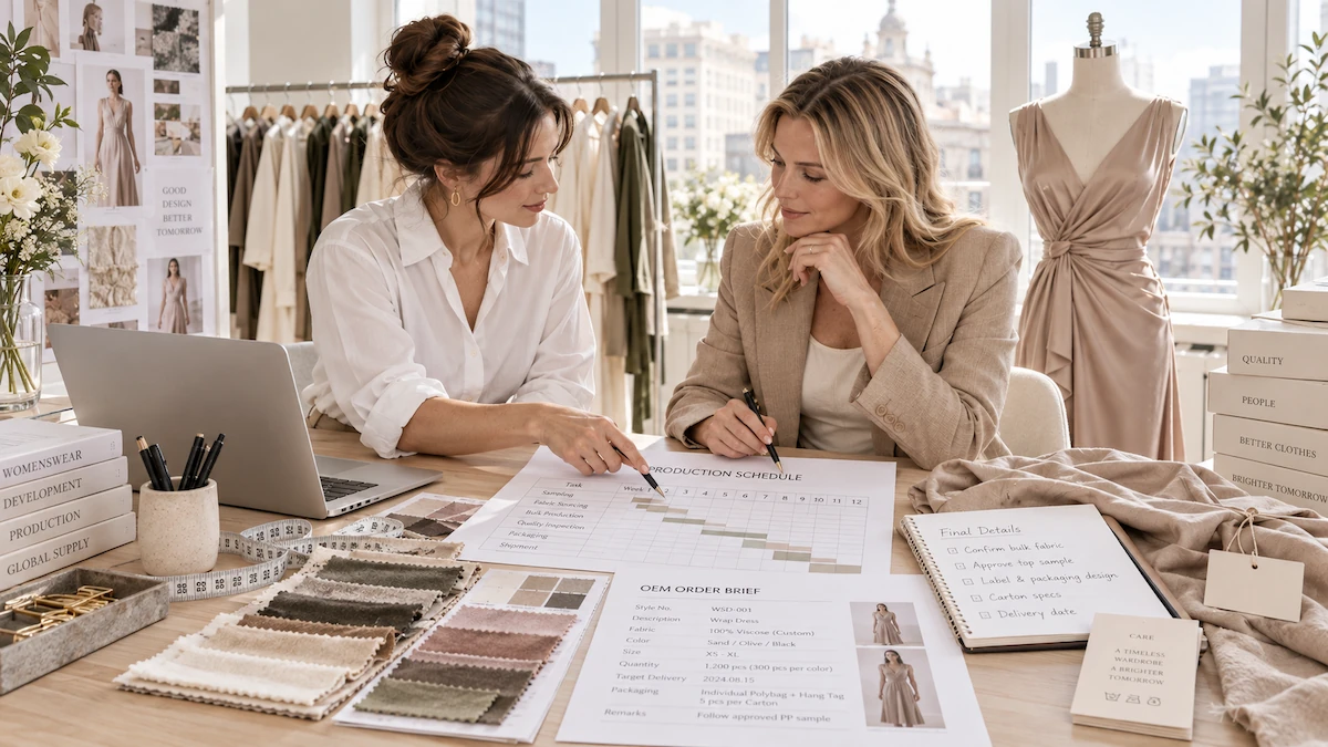 Order brief and production schedule used to calculate a minimum order quantity
