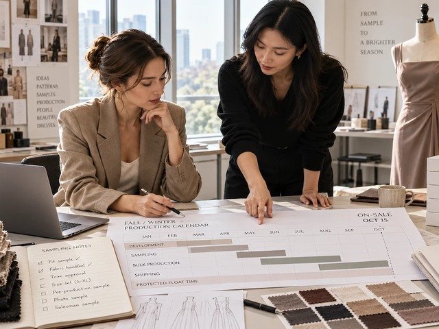 Production schedule planning beside garment development work