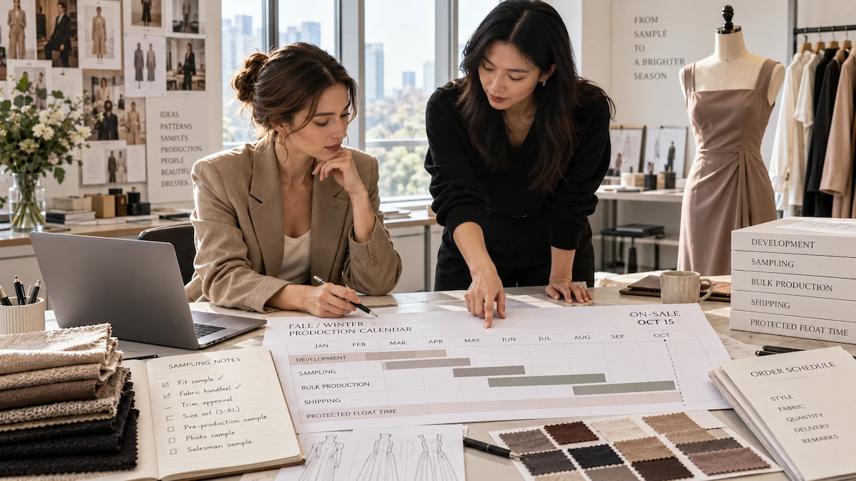 Production schedule planning beside garment development work