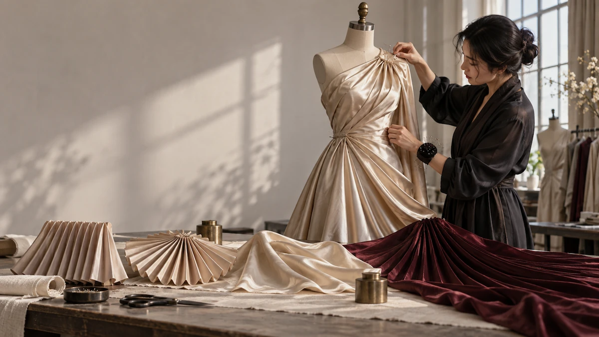 Pleat methods compared: machine, heat-set and hand, and how each holds