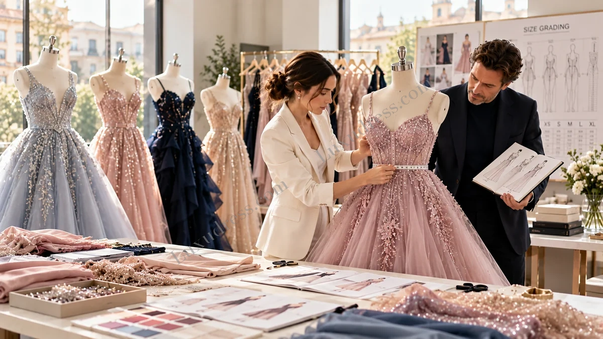 Prom Dress Size Grading Guide for Fashion Brands: close construction detail Prom Dress Size Grading Guide for Fashion Brands: close construction detail