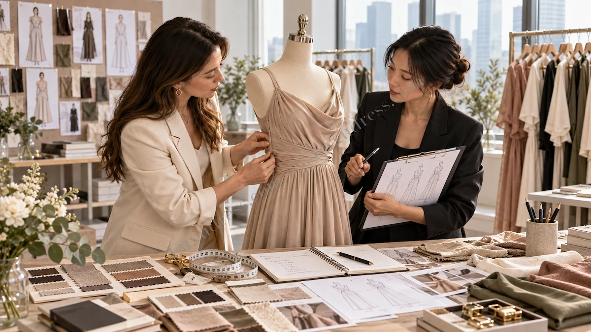 Private Label Womenswear Brand Design Collaboration Fashion design collaboration in a womenswear studio for starting a private label brand