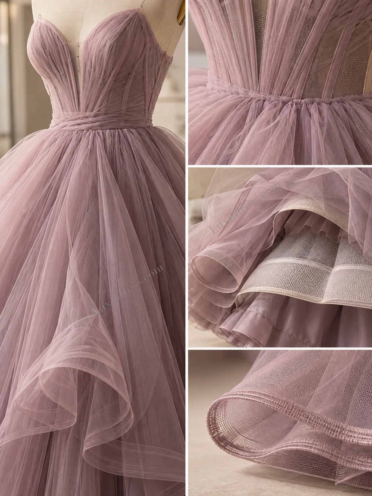 How Tulle Changes Prom and Gala Dress Construction: close construction detail