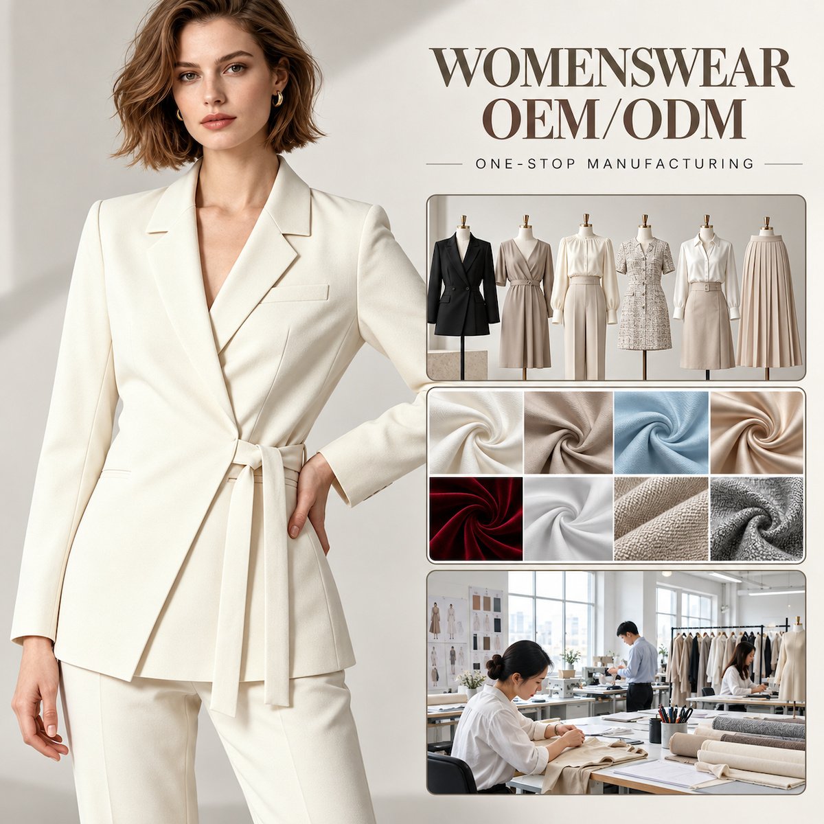 Custom Womens Blazer Suit Set – OEM / ODM Development Custom womens blazer OEM ODM development with fabric options and garment manufacturing