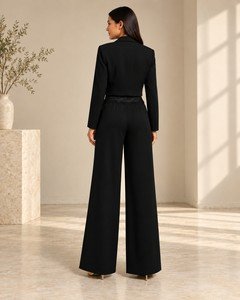 Wholesale women cropped blazer pants set back view