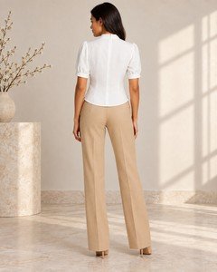 Wholesale women double breasted short sleeve jacket back view