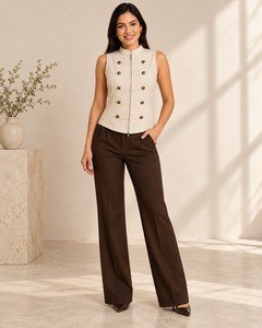 Wholesale women double breasted sleeveless vest front view