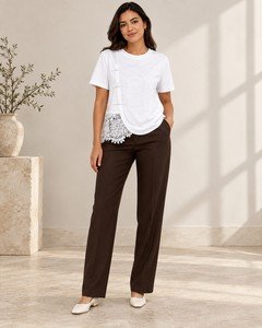 Wholesale women lace patchwork t shirt front view