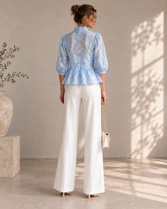 Wholesale women lace peplum blouse back view