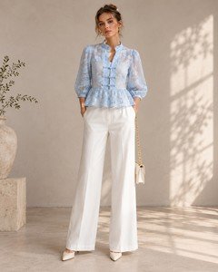 Wholesale women lace peplum blouse front view