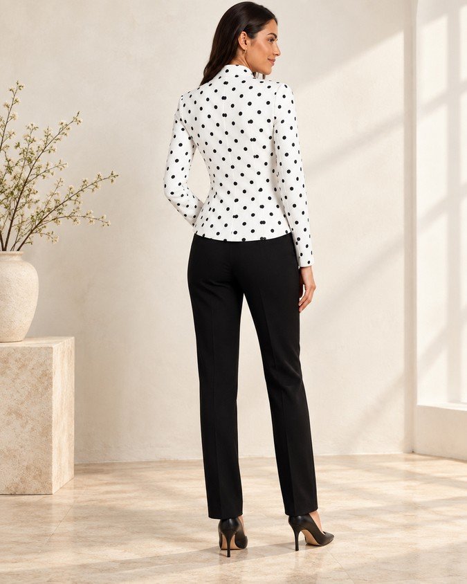 Wholesale women polka dot military jacket back view