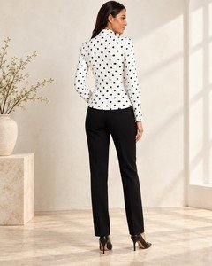 Wholesale women polka dot military jacket back view