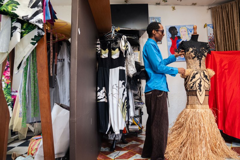 Gabon fashion designer brings traditional raffia to Paris runways