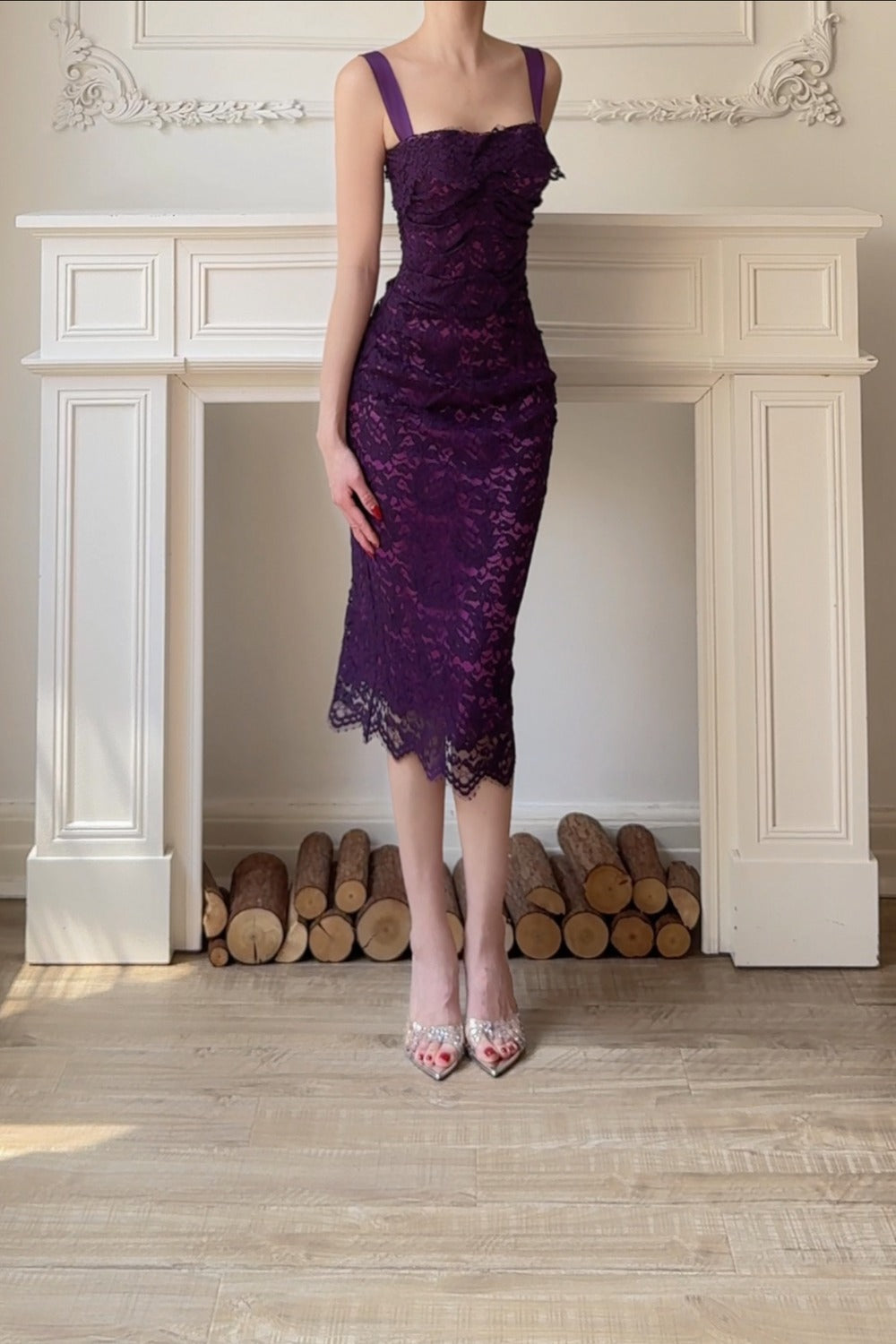 Dark Night Rose: Dolce & Gabbana's Purple Lace Corset Gown