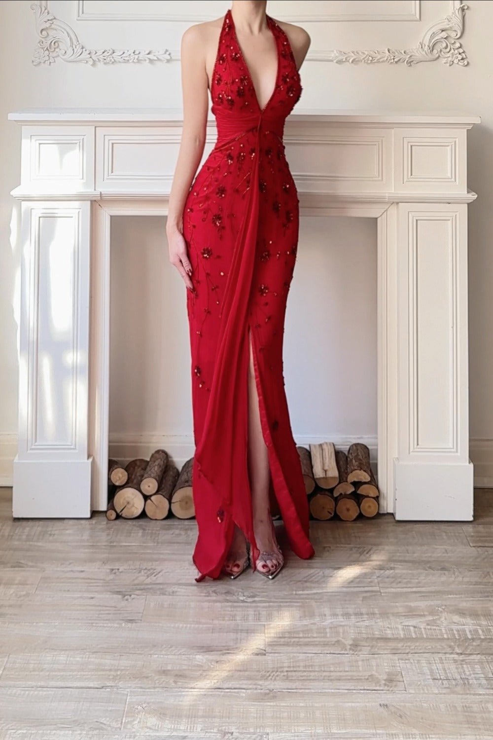 Drunken Flower Dawn: A Red Rose in Full Flame