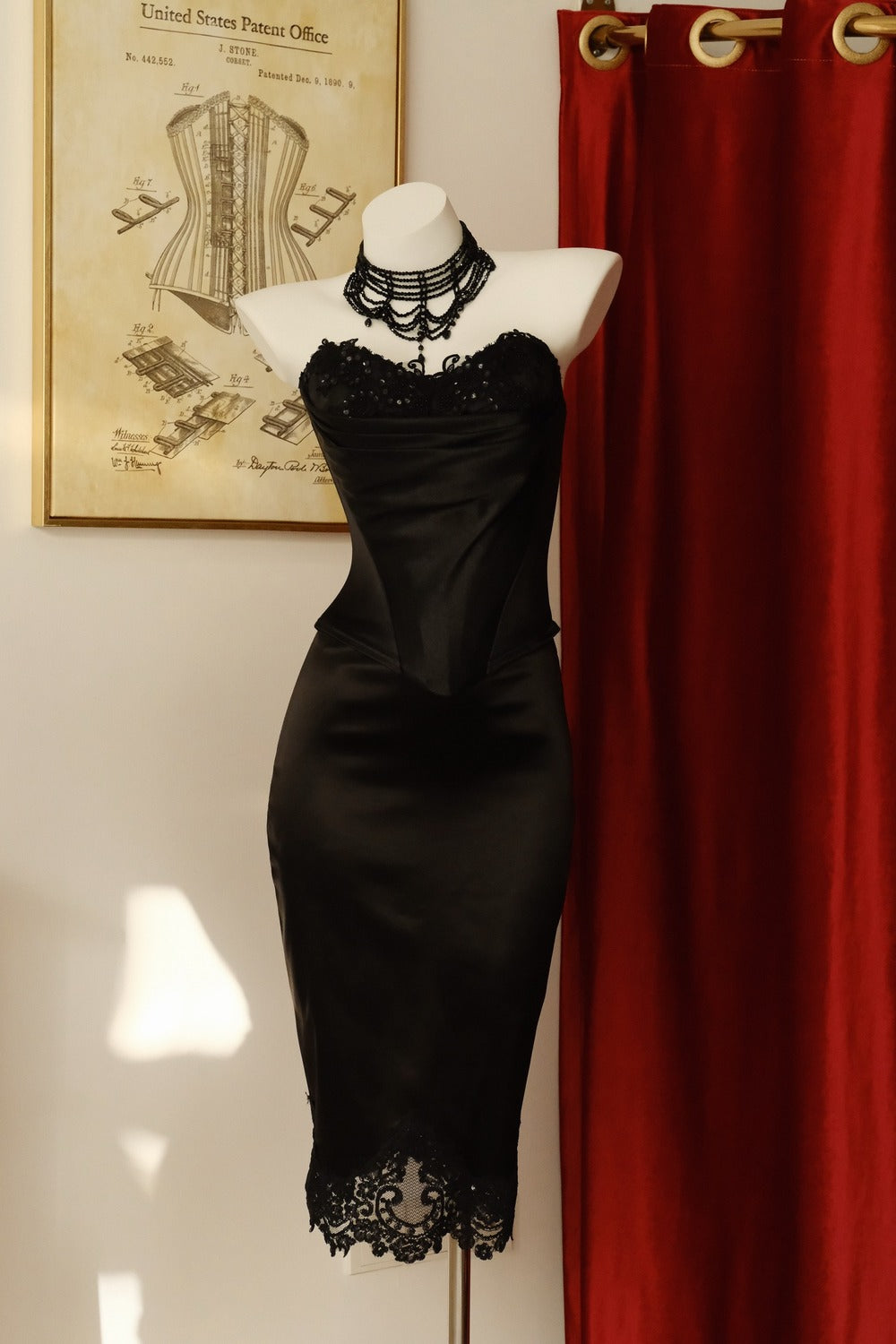 Obsidian Luster: London Reverie's Corset Suit Gown
