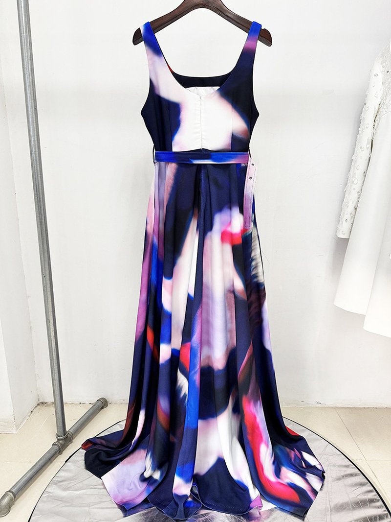Abstract Print Satin Ball Gown H6660