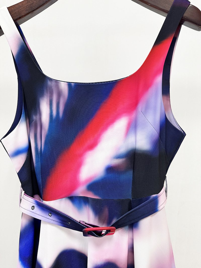 Abstract Print Satin Ball Gown H6660