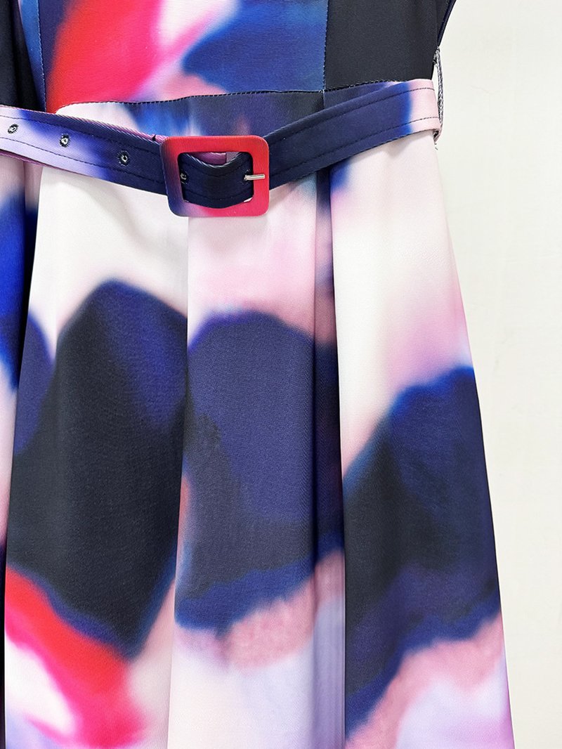 Abstract Print Satin Ball Gown H6660