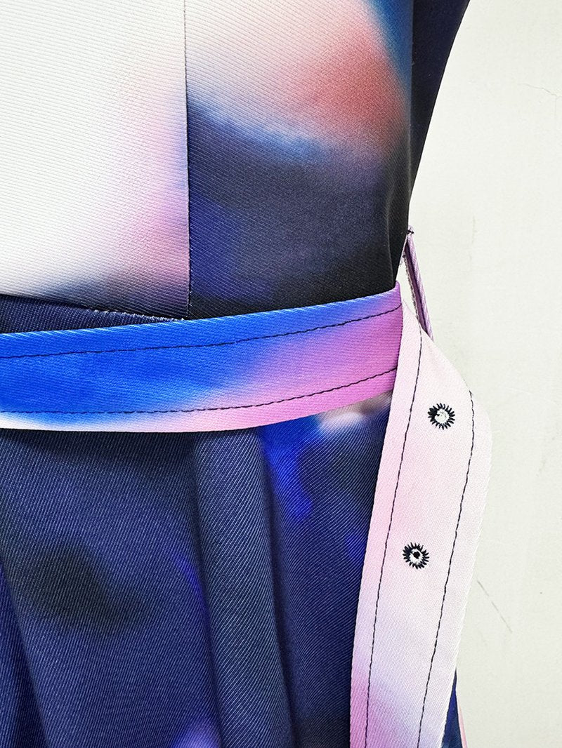 Abstract Print Satin Ball Gown H6660