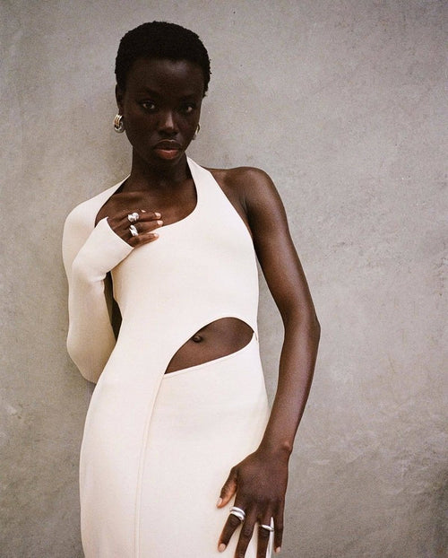 Asymmetric Cutout Midi Dress H6121