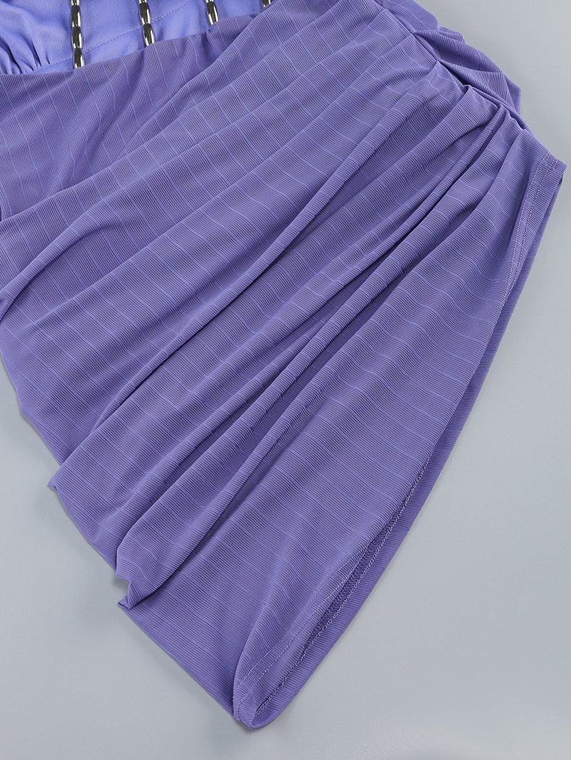 Asymmetric Cutout Purple Bandage Dress H6992