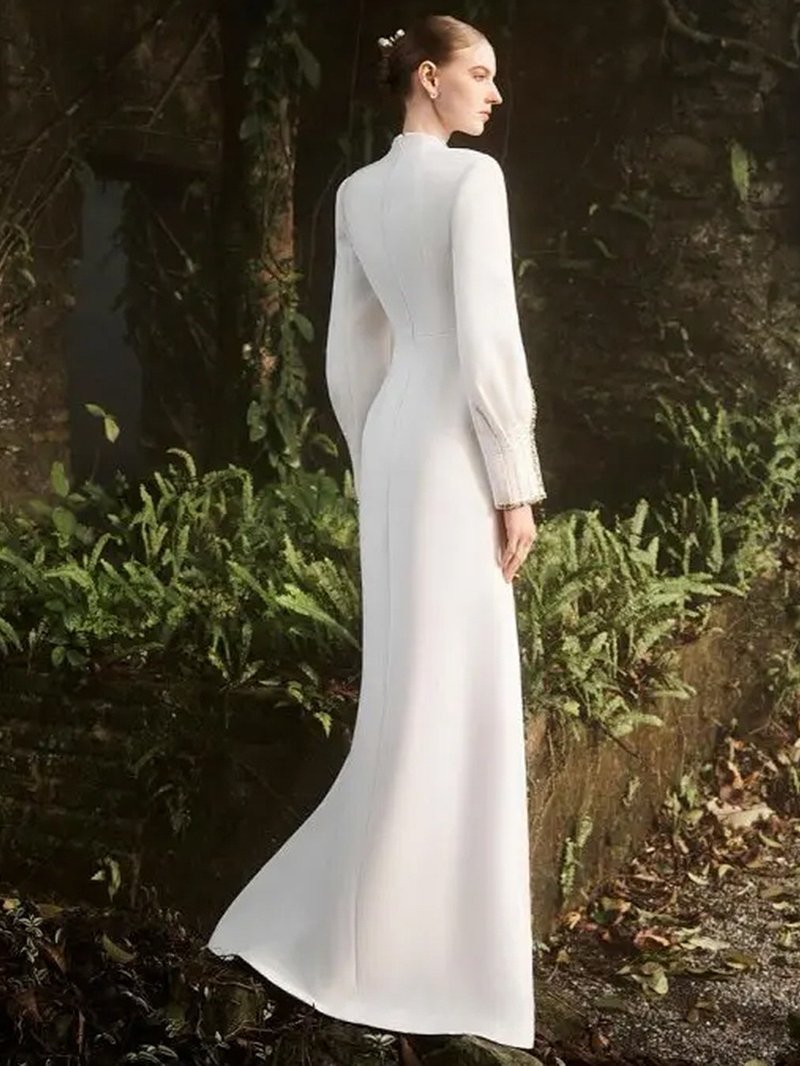 Asymmetrical Cape Mermaid Wedding Dress H6781