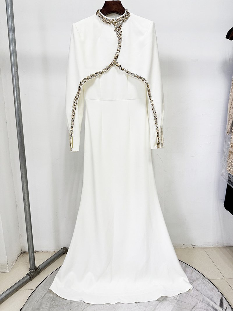 Asymmetrical Cape Mermaid Wedding Dress H6781