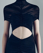 Asymmetrical Draped Brown Maxi Gown H7032