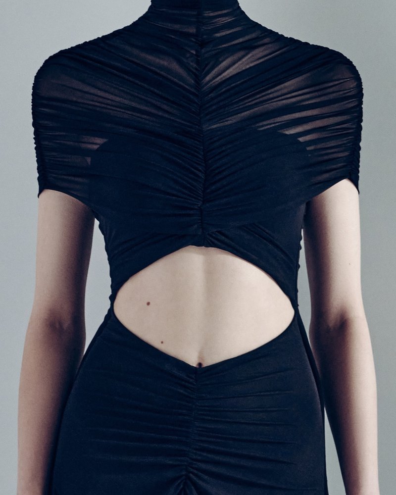 Asymmetrical Draped Brown Maxi Gown H7032