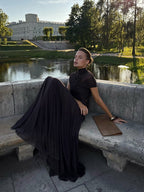 Asymmetrical Draped Brown Maxi Gown H7032