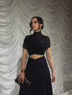 Asymmetrical Draped Brown Maxi Gown H7032