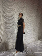 Asymmetrical Draped Brown Maxi Gown H7032