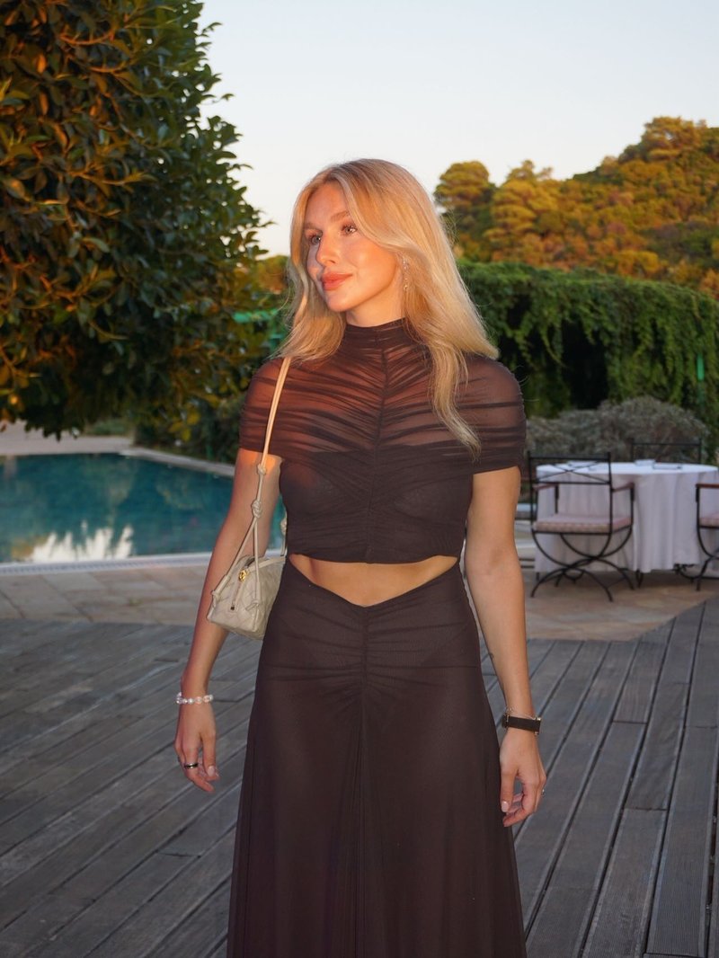 Asymmetrical Draped Brown Maxi Gown H7032