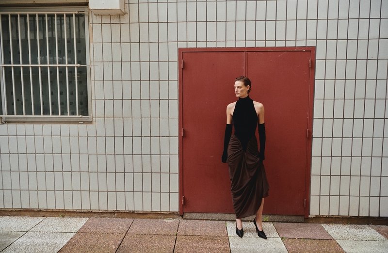 Asymmetrical Ruched Satin Gown H6693