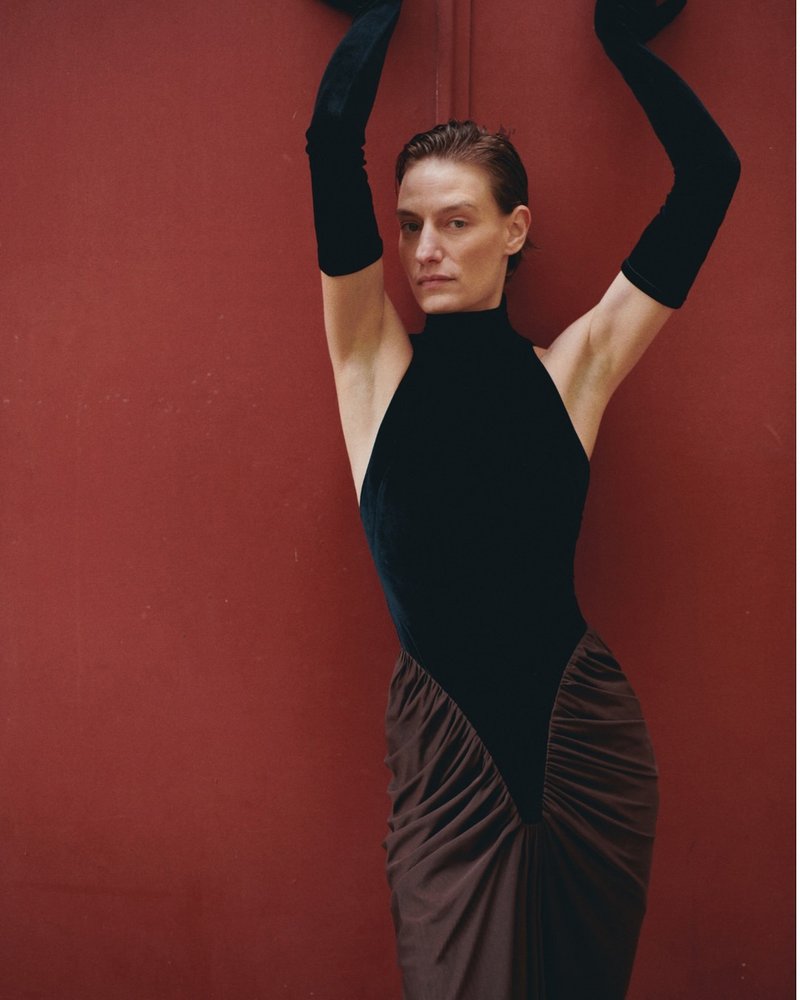 Asymmetrical Ruched Satin Gown H6693