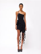 Asymmetrical Ruffle Pink Mini Dress H6001