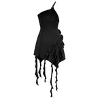 Asymmetrical Ruffle Pink Mini Dress H6001